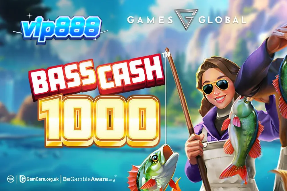 Tampilan visual slot Bass Cash 1000 dengan tema memancing yang cerah